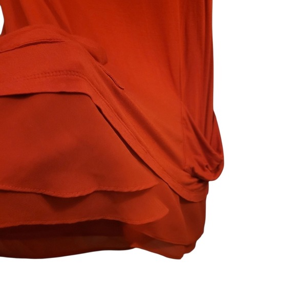 LOGO Lori Goldstein Orange V Neck Pocket Tunic Top Women's XS - Picture 5 of 8